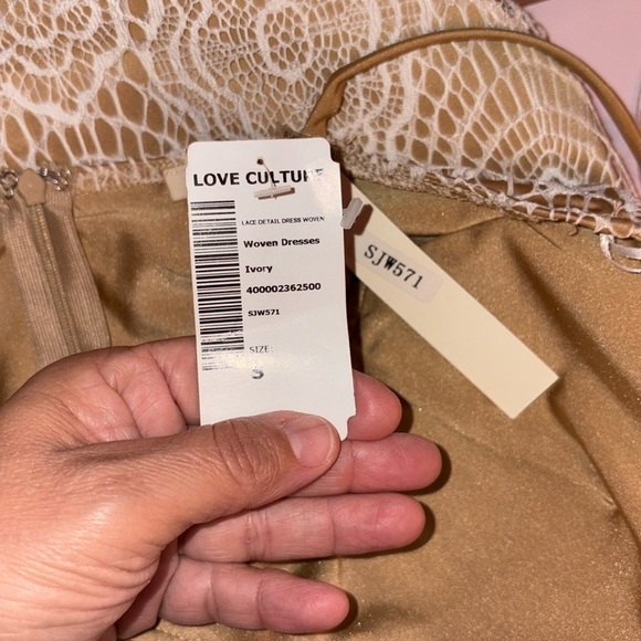 Love Culture Ivory and Tan Lace Dress - Picture 7 of 9